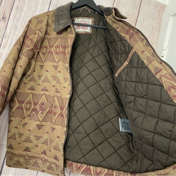 Levi’s Mens Workwear Cotton Canvas Geo print Trucker Depot Jacket size Large - Picture 10 of 16